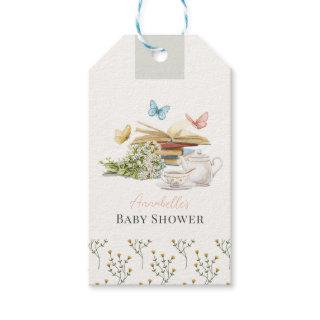 New Chapter Tea Set Butterflies Book Baby Shower Gift Tags
