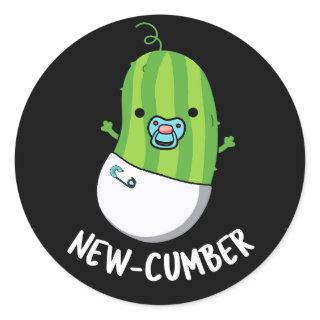 New-cumber Funny Veggie Cucumber Pun Dark BG Classic Round Sticker