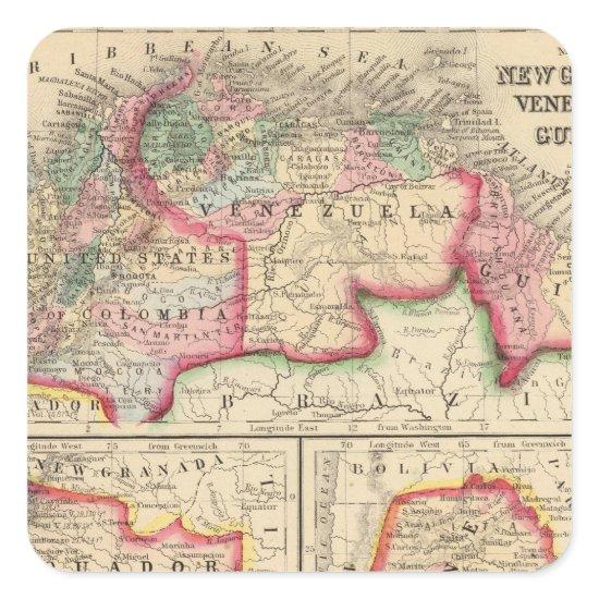 New Granada, Venezuela, Guiana Map by Mitchell Square Sticker