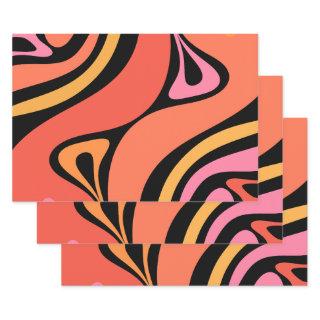 New Groove Abstract Retro Modern Pink Orange Black  Sheets