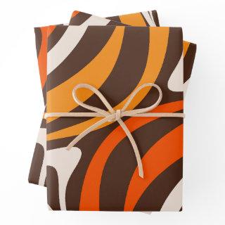 New Groove Retro Abstract Pattern 70s Brown Orange  Sheets