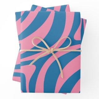 New Groove Retro Abstract Pattern Blue and Pink  Sheets