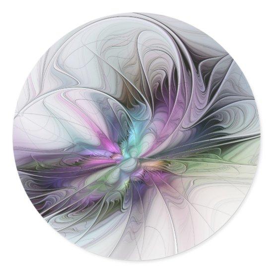 New Life, Colorful Abstract Fractal Art Fantasy Classic Round Sticker