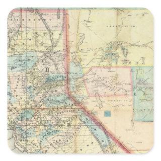 New Map of the State of California Square Sticker