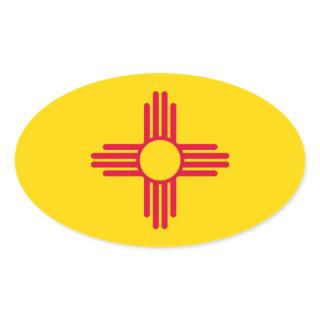 New Mexico State Flag Design Oval Sticker