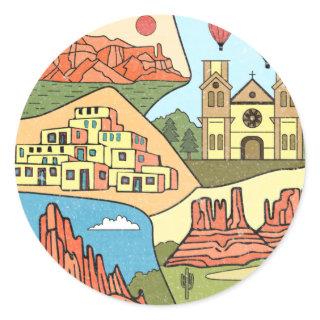 New Mexico State Map Vintage Albuquerque Las Vegas Classic Round Sticker