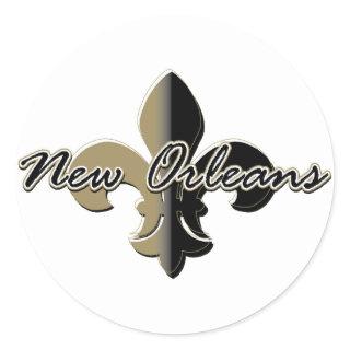 New Orleans Fleur de lis bk/gd Classic Round Sticker