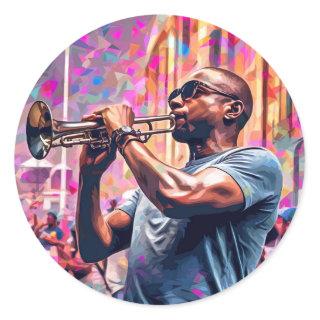 New Orleans Jazz | Brass Musician  Classic Round Sticker