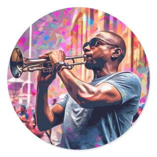 New Orleans Jazz | Brass Musician  Classic Round Sticker