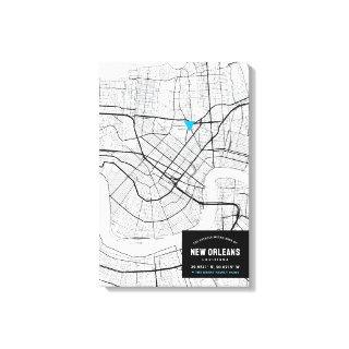 New Orleans, LA City Map + Mark Your Location Canvas Print