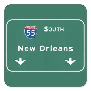 New Orleans Louisiana Interstate Highway Freeway : Square Sticker