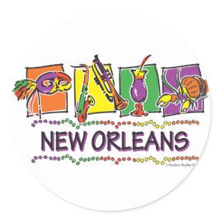 NEW-ORLEANS-SQUARES-eps copy Classic Round Sticker