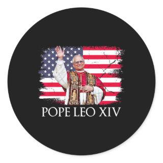 New Pope Leo Xiv Robert American Flag  Classic Round Sticker