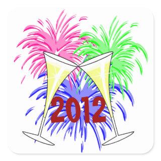 New Year's Champagne And Fire Works Stickers