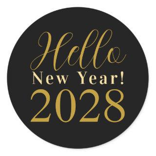 New Year's Eve Party Black Gold Classic Round Sticker