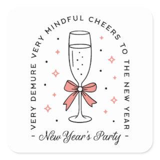 New Year's girls party funny quotes pink bow Square Sticker