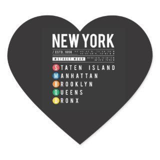 New York 5 Boroughs Heart Sticker