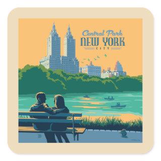 New York Central Park Bench Square Sticker