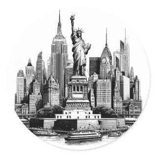 New york City Buildings Architecture art Classic Round Sticker