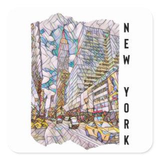 New York City Esthetic Mosaic Art   Square Sticker