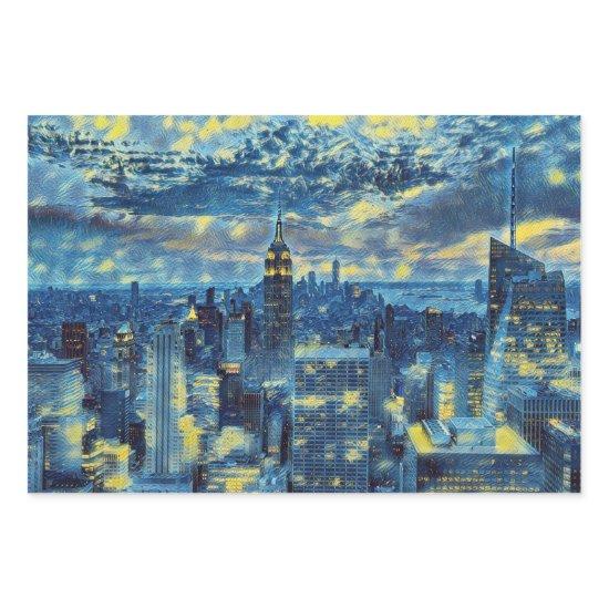 New York City in Van Gogh Starry Night Abstract  Sheets