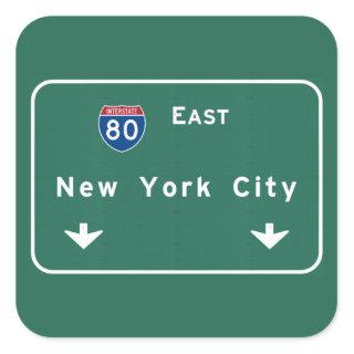 New York City Interstate Highway Freeway Road Sign Square Sticker