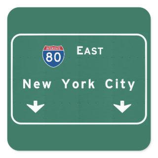 New York City Interstate Highway Freeway Road Sign Square Sticker