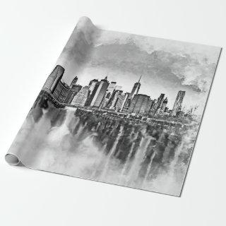 New York City Manhattan Skyline- black and white