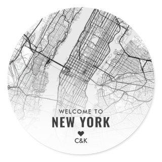 New York City Map | Wedding Welcome Classic Round Sticker