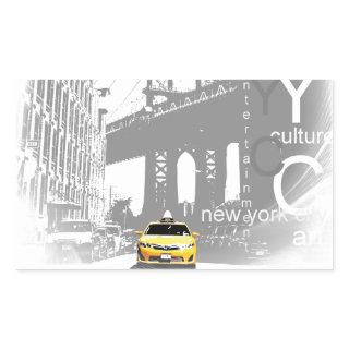 New York City Nyc Yellow Taxi Pop Art Rectangular Sticker