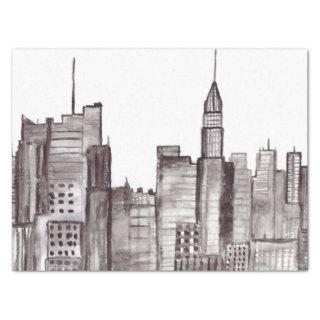 New York city watercolor Manhattan skyline Black  Tissue Paper