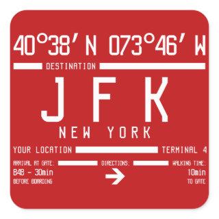 New York JFK International Airport Code Square Sticker