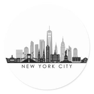 NEW YORK Manhatten USA City Skyline Silhouette Classic Round Sticker