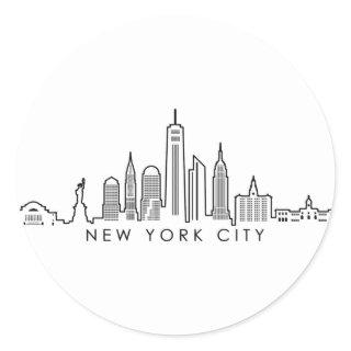 NEW YORK Manhatten USA City Skyline Silhouette Classic Round Sticker