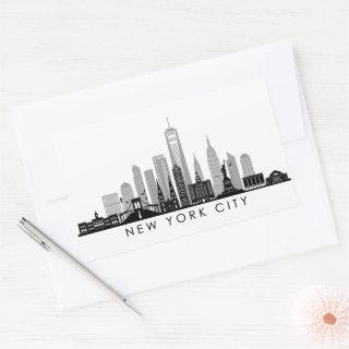 NEW YORK Manhatten USA City Skyline Silhouette Rectangular Sticker