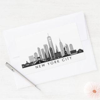 NEW YORK Manhatten USA City Skyline Silhouette Rectangular Sticker