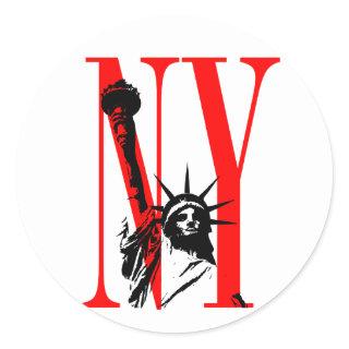New York NY Statue of Liberty Logo Design Classic Round Sticker