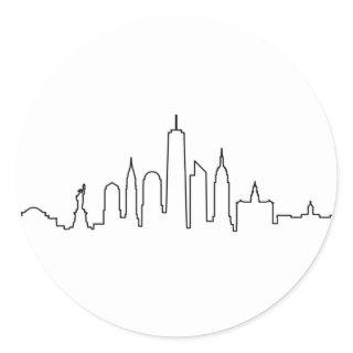 NEW YORK NYC Manhatten USA City Skyline Silhouette Classic Round Sticker
