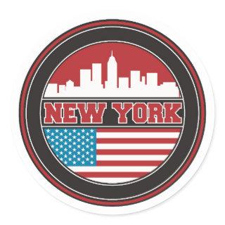 New York Skyline | United States Flag Classic Round Sticker