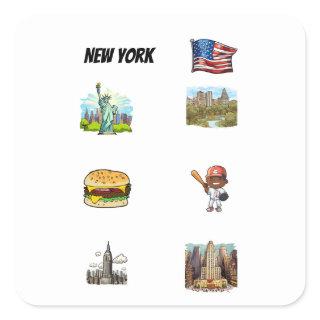 New York Square Sticker