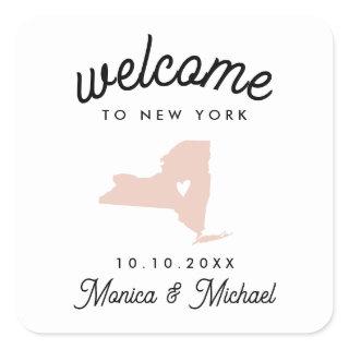 NEW YORK State Destination Wedding ANY COLOR   Square Sticker
