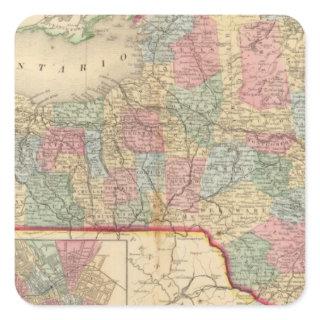 New York State Map by Mitchell Square Sticker
