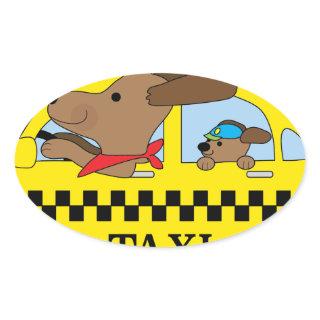 New York Taxi Dog Oval Sticker