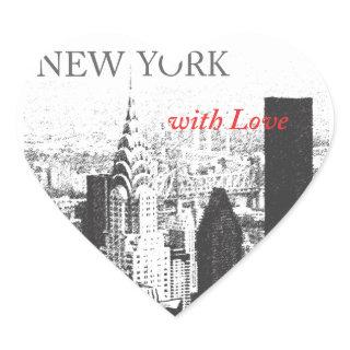 New York with Love Heart Sticker