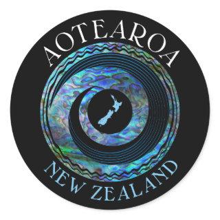 NEW ZEALAND KORU MAP PAUA CLASSIC ROUND STICKER