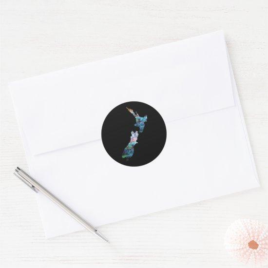 NEW ZEALAND MAP PAUA CLASSIC ROUND STICKER
