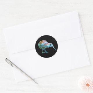 NEW ZEALAND MAP PAUA CLASSIC ROUND STICKER