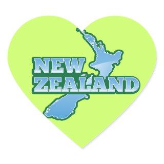 NEW ZEALAND with a map Heart Sticker