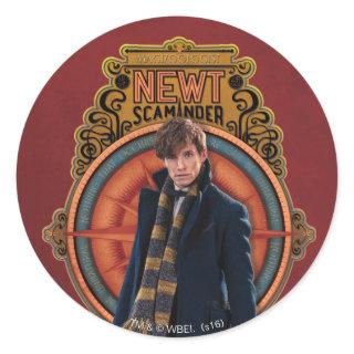 NEWT SCAMANDER™ Standing Art Nouveau Panel Classic Round Sticker