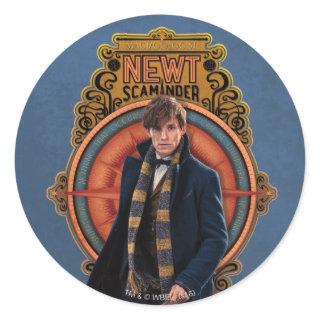NEWT SCAMANDER™ Walking Art Nouveau Panel Classic Round Sticker